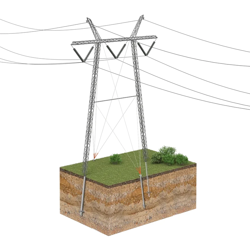 Línea eléctrica sobre pilotes helicoidales